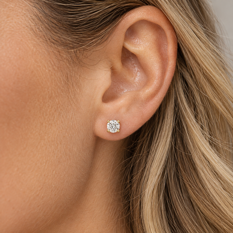 1ct Diamond Studs IGI Certified Lab Grown 14k Rose Gold (I-J,VS1-VS2)
