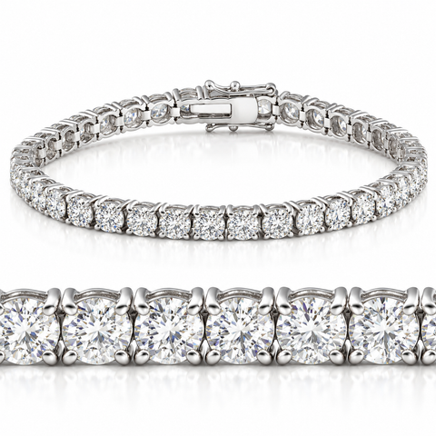13Ct Round-Cut Diamond Tennis Bracelet 14k White Gold 7" Lab Grown (F/VS)