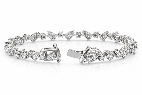 3.43Ct 14k White Gold Diamond Pear Frame Tennis Bracelet 7" Women's Lab Grown