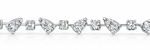 3.43Ct 14k White Gold Diamond Pear Frame Tennis Bracelet 7" Women's Lab Grown