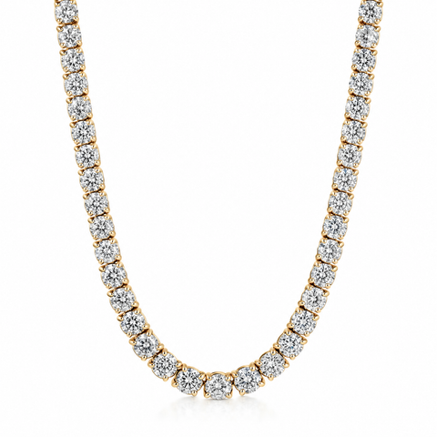 Huge 23 Ct Natural Diamond Tennis Necklace 14K Yellow Gold 18"
