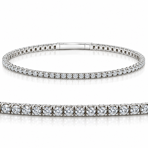 3Ct F/VS Diamond Flexible Oval Bangle Women's Bracelet 14k White Gold Lab Grown