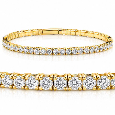 3Ct Flexible Round Cut Diamond Bangle Tennis Bracelet Lab Grown 14k Yellow Gold