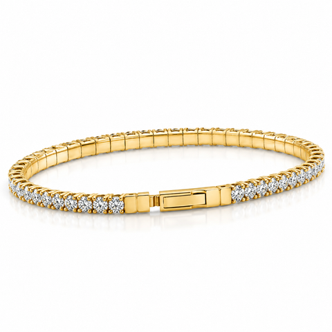 3Ct Flexible Round Cut Diamond Bangle Tennis Bracelet Lab Grown 14k Yellow Gold