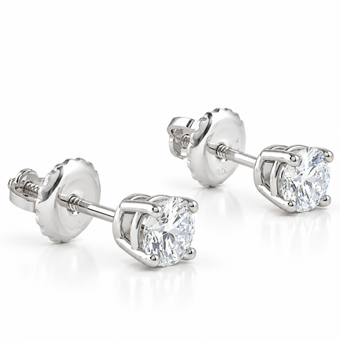 1/2Ct Diamond Screw Back Studs in 14k White or Yellow Gold Lab Grown