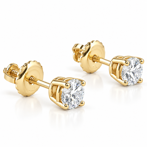 1/2Ct Diamond Screw Back Studs in 14k White or Yellow Gold Lab Grown