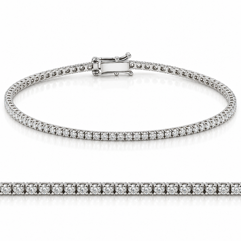 14k White or Yellow Gold Round-Cut Diamond Tennis Bracelet 2cttw 7" Women's