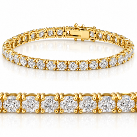 12 Ct. Round Cut Natural Diamond 14K Yellow Gold Round Cut Tennis Bracelet 7"
