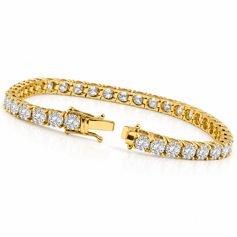 12 Ct. Round Cut Natural Diamond 14K Yellow Gold Round Cut Tennis Bracelet 7"