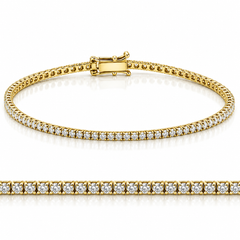 2 Ct TW Lab Grown Round Cut Diamond Tennis Bracelet 7" 14k Yellow Gold