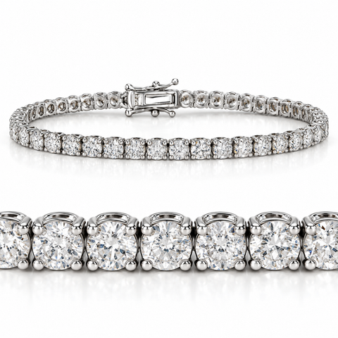 4Ct TW 14k White or Yellow Gold Round-Cut Diamond Tennis Bracelet 7" Women's