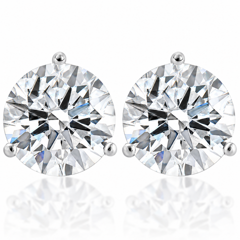 Certified 6 Ct tw 14k White Gold Lab Grown Round-Cut Diamond Martini Studs