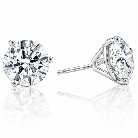 Certified 6 Ct tw 14k White Gold Lab Grown Round-Cut Diamond Martini Studs