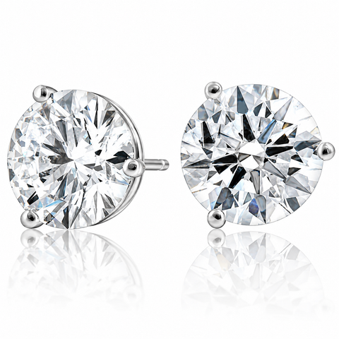 Certified 6 Ct tw 14k White Gold Lab Grown Round-Cut Diamond Martini Studs