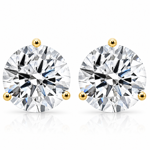 Certified 8 Ct tw 14k Yellow Gold Lab Grown Round-Cut Diamond Martini Studs