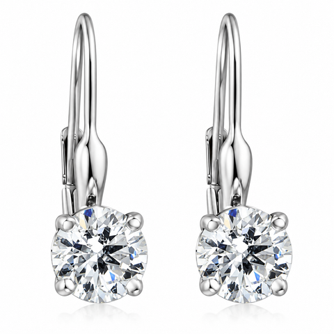 F/VS 5/8ct Diamonds Lever Back Dangle Hoops 14K White Gold Earrings Lab Grown