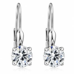 F/VS 5/8ct Diamonds Lever Back Dangle Hoops 14K White Gold Earrings Lab Grown