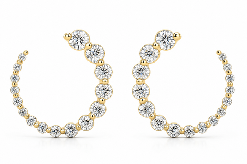 1 1/2Ct Graduated Diamond Circle Earrings 14k Gold Studs Lab Grown 17.8mm