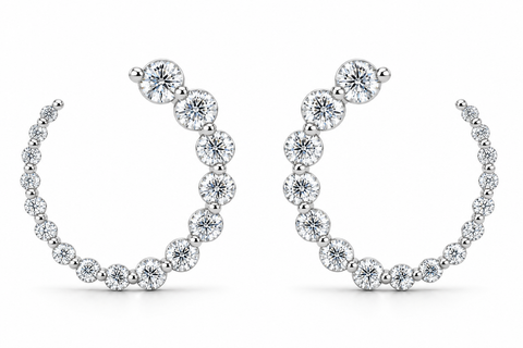 1 1/2Ct Graduated Diamond Circle Earrings 14k Gold Studs Lab Grown 17.8mm