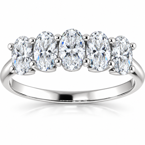 VS 1.50Ct Oval Moissanite Marquise Wedding Ring in White, Yellow or Rose Gold