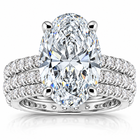 VS 5.50Ct Oval Diamond Engagement Eternity Wedding Ring Set White Gold Lab Grown
