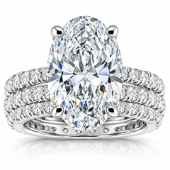 VS 5.50Ct Oval Diamond Engagement Eternity Wedding Ring Set White Gold Lab Grown