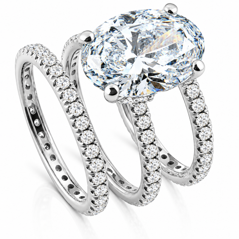 VS 5.50Ct Oval Diamond Engagement Eternity Wedding Ring Set White Gold Lab Grown