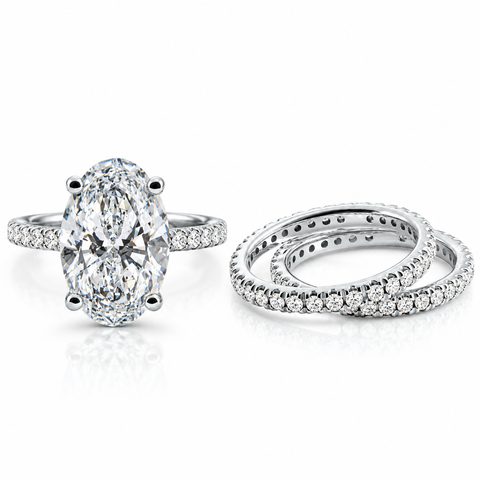 VS 5.50Ct Oval Diamond Engagement Eternity Wedding Ring Set White Gold Lab Grown