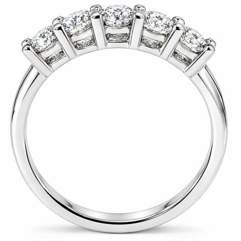 1/2ct Diamond Wedding Ring 14K White Gold Five Stone