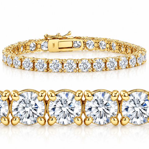 20 Ct Lab Grown Diamond Tennis Bracelet 14k Yellow Gold 7"