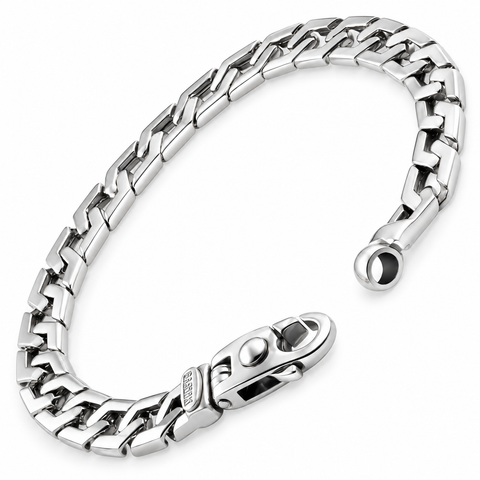 Braccio Men's 26 Gram Trap Link Solid Silver Bracelet 8.5"
