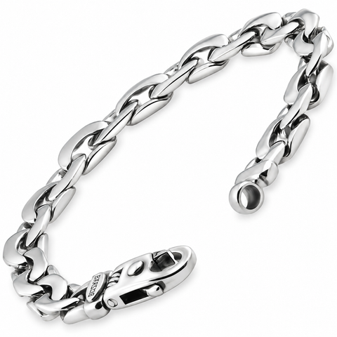 Braccio Men's 36 Gram Designed Link Solid Silver Bracelet 8.5"