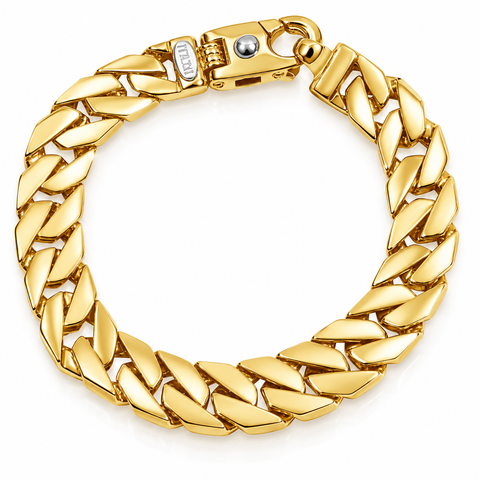 Braccio Men's Gold Plated 33 Gram Curb Link Solid Silver Bracelet 8.5"