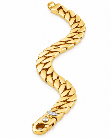 Braccio Men's Gold Plated 33 Gram Curb Link Solid Silver Bracelet 8.5"
