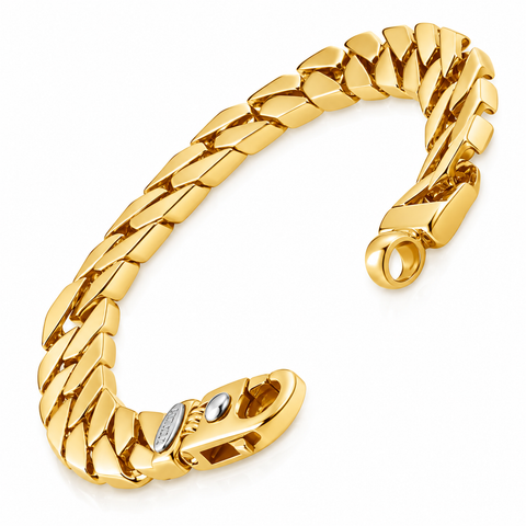 Braccio Men's Gold Plated 33 Gram Curb Link Solid Silver Bracelet 8.5"