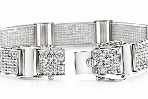 5.66Ct Men's Diamond 8.5" Bracelet Silver 25 Grams 12mm Wide