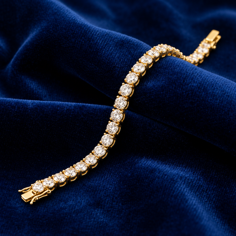 20 Ct Lab Grown Diamond Tennis Bracelet 14k Yellow Gold 7"