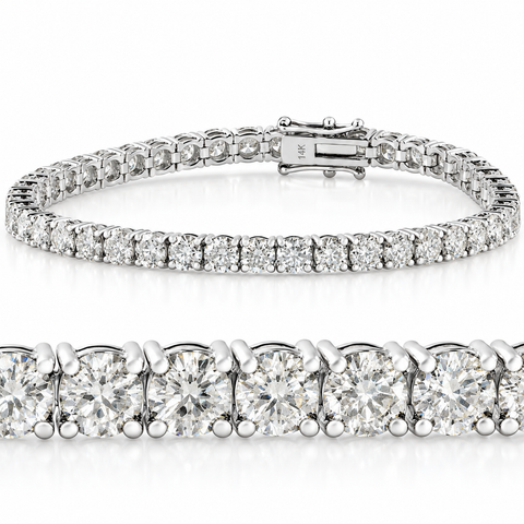 10Ct Natural Diamond Tennis Bracelet 14k White Gold 7" Double Lock Clasp