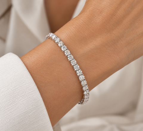 10Ct Natural Diamond Tennis Bracelet 14k White Gold 7" Double Lock Clasp