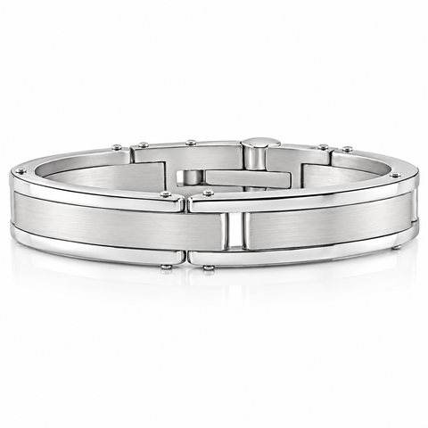 Men's Steel Polished Latched 8" 13mm Cuffed Bracelet