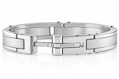 Men's Steel Polished Latched 8" 13mm Cuffed Bracelet