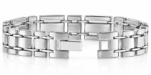 Men's Polished Steel And Dark Gold Two Tone Flexible 12mm Link 8 " Bracelet
