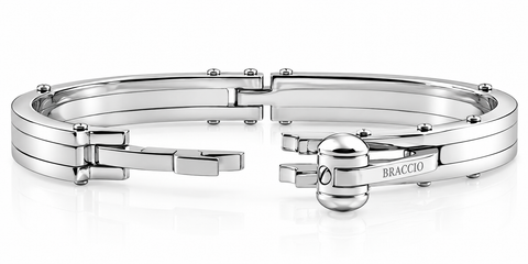 Men's Steel Polished Latched 8" 10mm Cuffed Bracelet