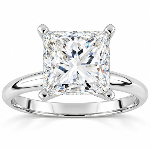 Certified 3 Ct Princess Cut Diamond Solitaire Engagement Ring 14k Gold Lab Grown