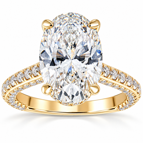 Certified 6.70Ct TW Oval Lab Grown Diamond Engagement Ring 14k Yellow Gold