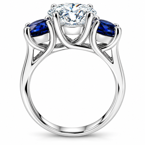 Certified 4Ct Diamond Blue Sapphire Engagement Ring 14k Gold Lab Grown
