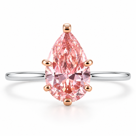 Certified 2Ct Pear Shape Pink Diamond Solitaire Engagement Ring Gold Lab Grown
