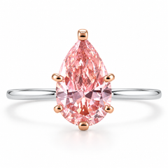Certified 2Ct Pear Shape Pink Diamond Solitaire Engagement Ring Gold Lab Grown