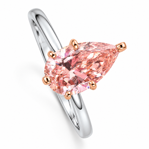 Certified 2Ct Pear Shape Pink Diamond Solitaire Engagement Ring Gold Lab Grown