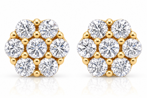 1/8 Ct Round Natural Cut Diamond Studs Women's Earrings 10k Yellow Gold